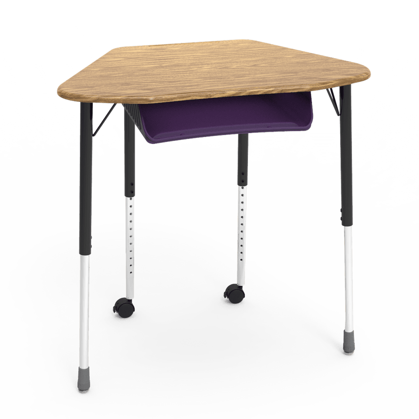 Virco ZUMA Series Hexagon Desk with Book Box Include Casters 33"W x 21"D x 22"-34"H (DESK-ZHEXBOXMC2) - SchoolOutlet