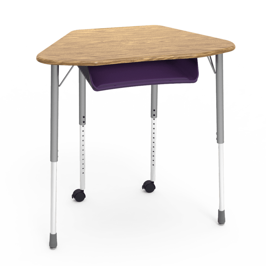 Virco ZUMA Series Hexagon Desk with Book Box Include Casters 33"W x 21"D x 22"-34"H (DESK-ZHEXBOXMC2) - SchoolOutlet