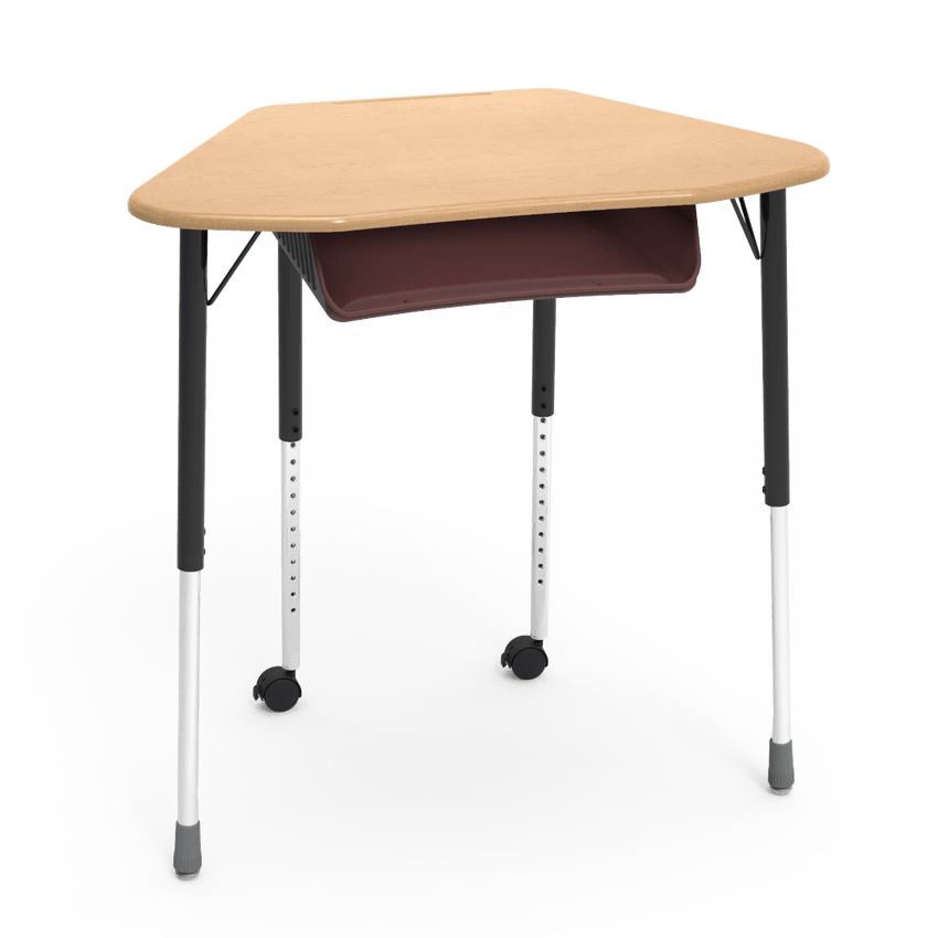 Virco ZUMA Series Hexagon Desk with Book Box Include Casters 33"W x 21"D x 22"-34"H (DESK-ZHEXBOXMC2) - SchoolOutlet
