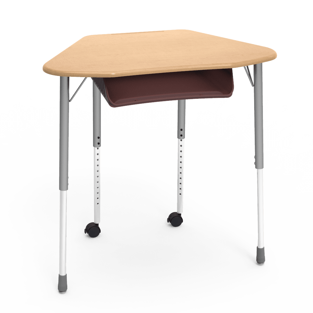 Virco ZUMA Series Hexagon Desk with Book Box Include Casters 33"W x 21"D x 22"-34"H (DESK-ZHEXBOXMC2) - SchoolOutlet