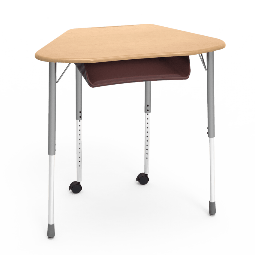 Virco ZUMA Series Hexagon Desk with Book Box Include Casters 33"W x 21"D x 22"-34"H (DESK-ZHEXBOXMC2) - SchoolOutlet