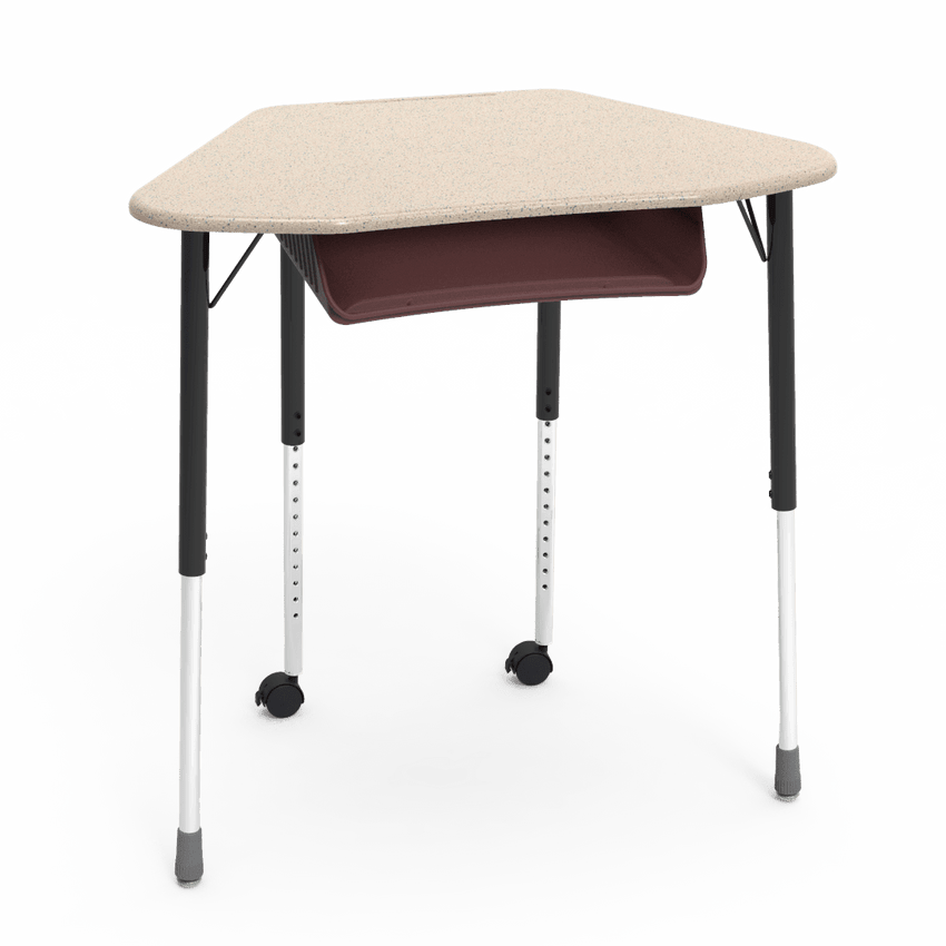 Virco ZUMA Series Hexagon Desk with Book Box Include Casters 33"W x 21"D x 22"-34"H (DESK-ZHEXBOXMC2) - SchoolOutlet