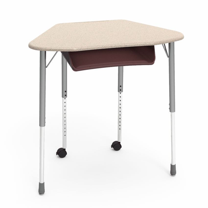 Virco ZUMA Series Hexagon Desk with Book Box Include Casters 33"W x 21"D x 22"-34"H (DESK-ZHEXBOXMC2) - SchoolOutlet