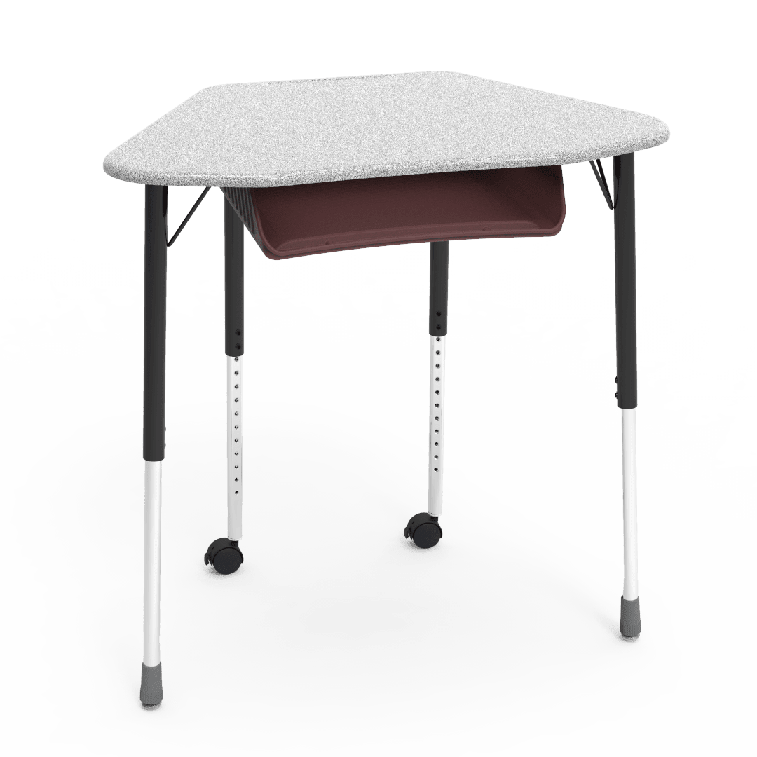 Virco ZUMA Series Hexagon Desk with Book Box Include Casters 33"W x 21"D x 22"-34"H (DESK-ZHEXBOXMC2) - SchoolOutlet