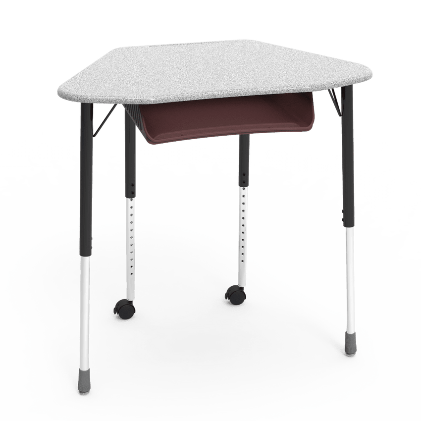 Virco ZUMA Series Hexagon Desk with Book Box Include Casters 33"W x 21"D x 22"-34"H (DESK-ZHEXBOXMC2) - SchoolOutlet
