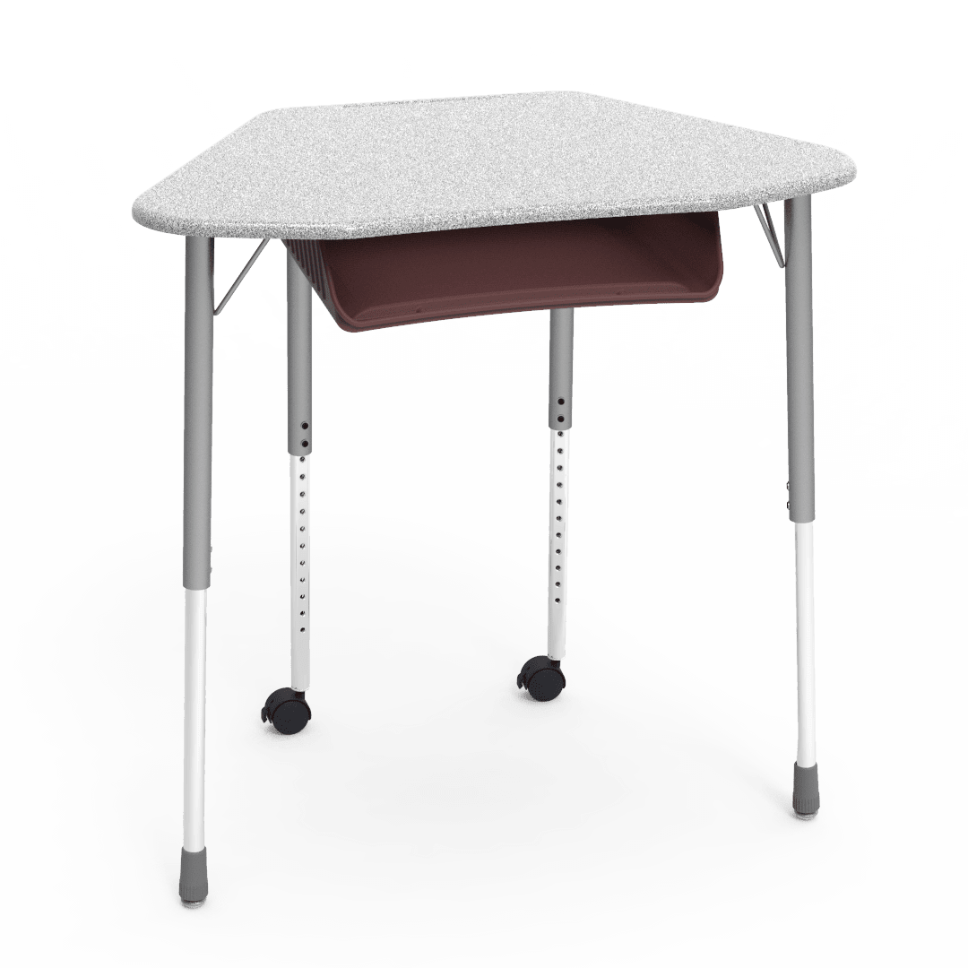 Virco ZUMA Series Hexagon Desk with Book Box Include Casters 33"W x 21"D x 22"-34"H (DESK-ZHEXBOXMC2) - SchoolOutlet