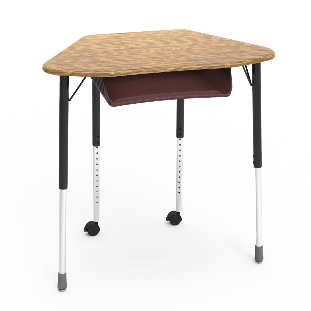 Virco ZUMA Series Hexagon Desk with Book Box Include Casters 33"W x 21"D x 22"-34"H (DESK-ZHEXBOXMC2) - SchoolOutlet