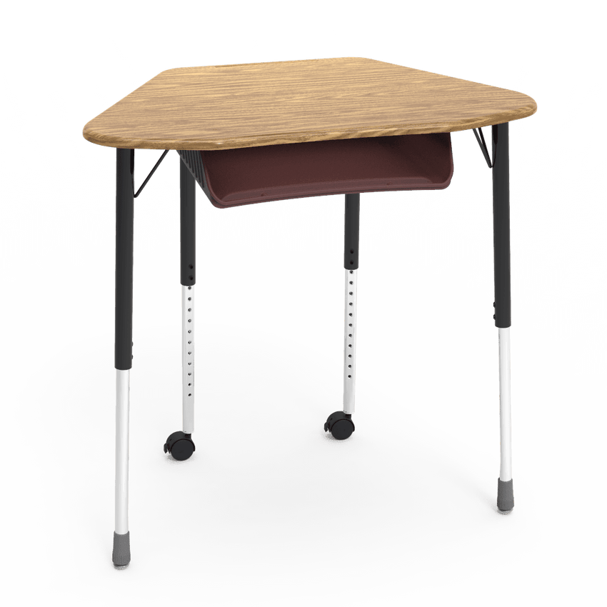 Virco ZUMA Series Hexagon Desk with Book Box Include Casters 33"W x 21"D x 22"-34"H (DESK-ZHEXBOXMC2) - SchoolOutlet