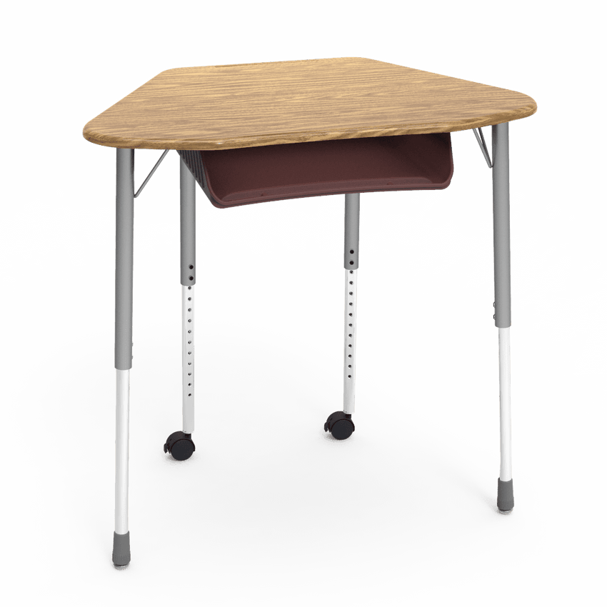 Virco ZUMA Series Hexagon Desk with Book Box Include Casters 33"W x 21"D x 22"-34"H (DESK-ZHEXBOXMC2) - SchoolOutlet