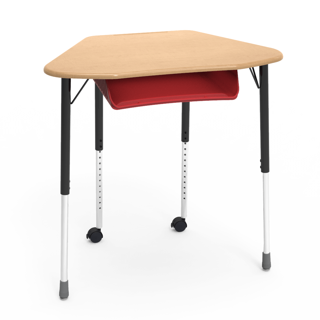 Virco ZUMA Series Hexagon Desk with Book Box Include Casters 33"W x 21"D x 22"-34"H (DESK-ZHEXBOXMC2) - SchoolOutlet