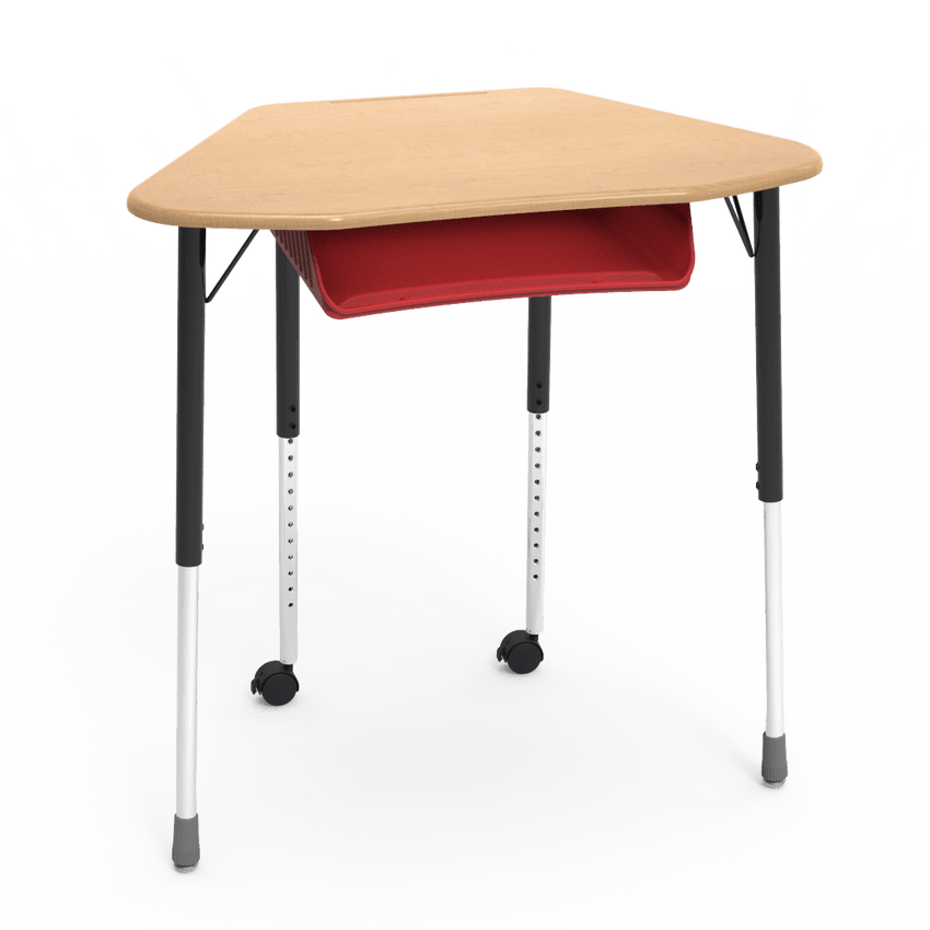 Virco ZUMA Series Hexagon Desk with Book Box Include Casters 33"W x 21"D x 22"-34"H (DESK-ZHEXBOXMC2) - SchoolOutlet