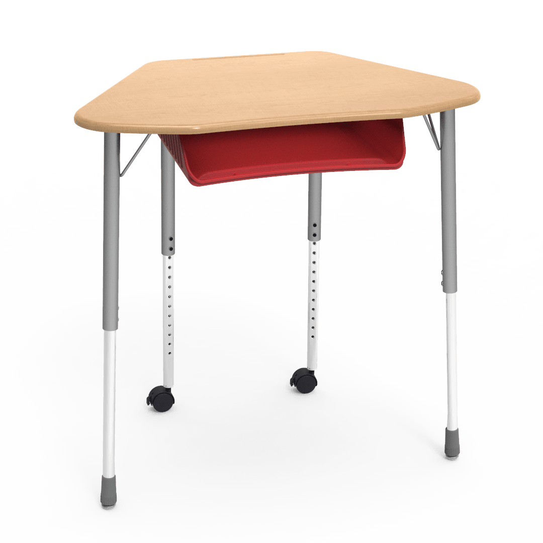 Virco ZUMA Series Hexagon Desk with Book Box Include Casters 33"W x 21"D x 22"-34"H (DESK-ZHEXBOXMC2) - SchoolOutlet