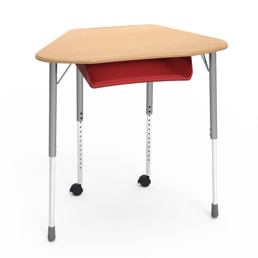 Virco ZUMA Series Hexagon Desk with Book Box Include Casters 33"W x 21"D x 22"-34"H (DESK-ZHEXBOXMC2) - SchoolOutlet