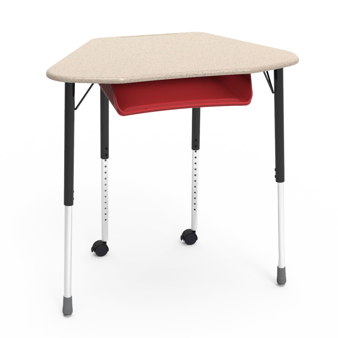 Virco ZUMA Series Hexagon Desk with Book Box Include Casters 33"W x 21"D x 22"-34"H (DESK-ZHEXBOXMC2) - SchoolOutlet