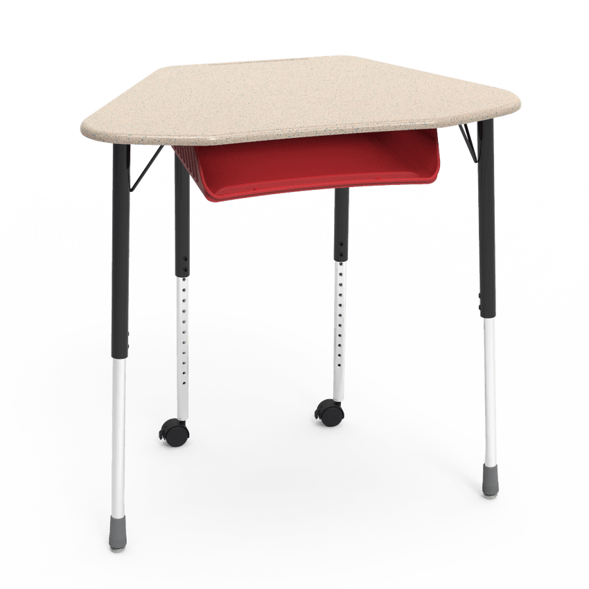 Virco ZUMA Series Hexagon Desk with Book Box Include Casters 33"W x 21"D x 22"-34"H (DESK-ZHEXBOXMC2) - SchoolOutlet