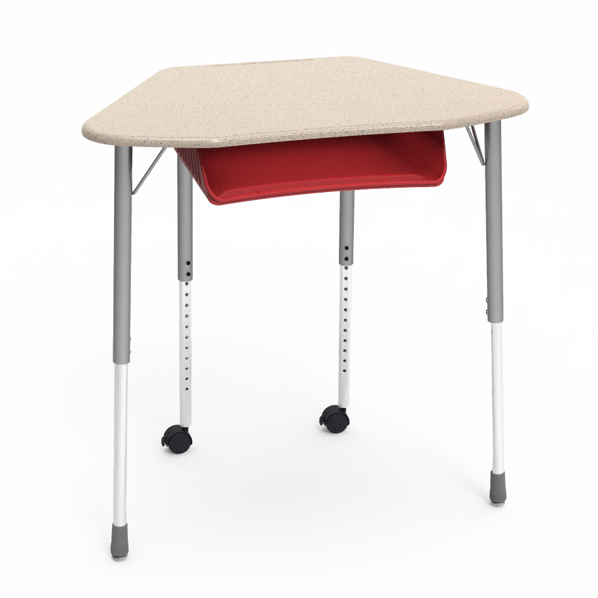 Virco ZUMA Series Hexagon Desk with Book Box Include Casters 33"W x 21"D x 22"-34"H (DESK-ZHEXBOXMC2) - SchoolOutlet