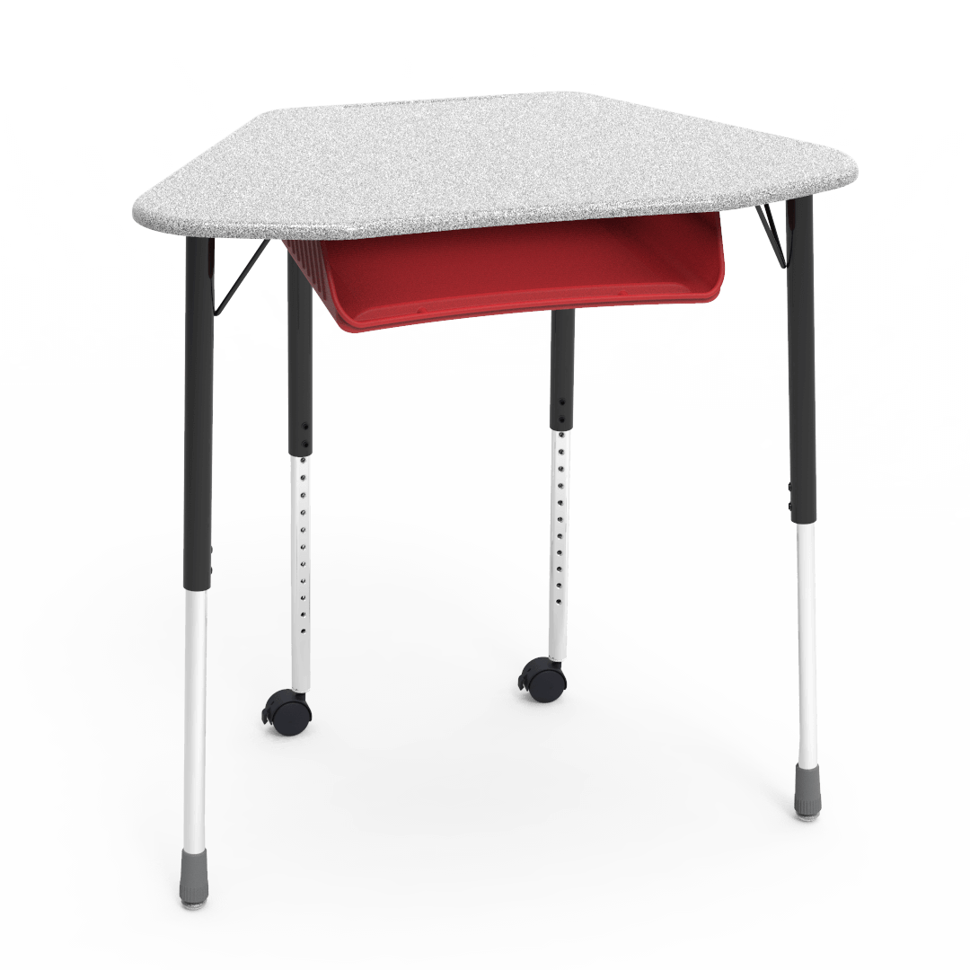 Virco ZUMA Series Hexagon Desk with Book Box Include Casters 33"W x 21"D x 22"-34"H (DESK-ZHEXBOXMC2) - SchoolOutlet