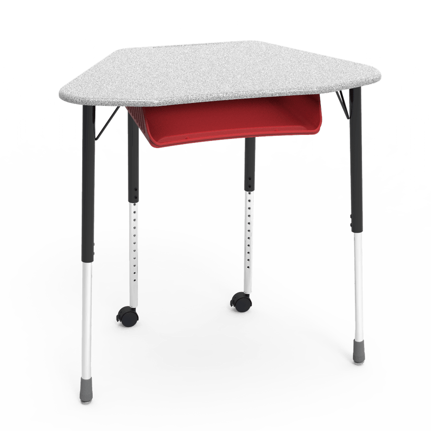 Virco ZUMA Series Hexagon Desk with Book Box Include Casters 33"W x 21"D x 22"-34"H (DESK-ZHEXBOXMC2) - SchoolOutlet