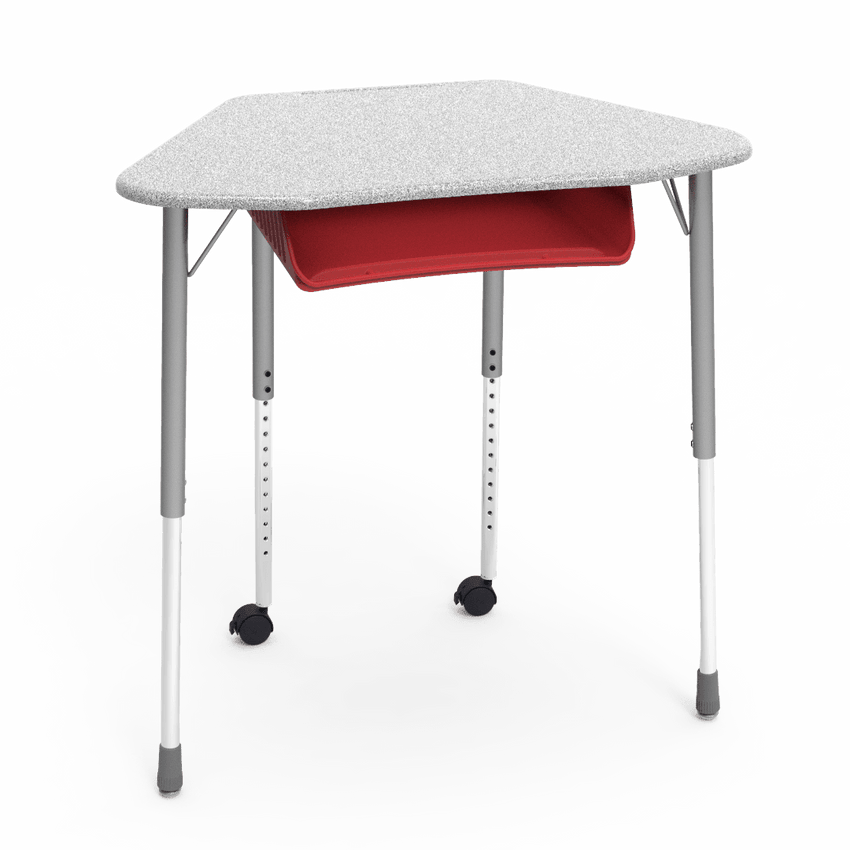 Virco ZUMA Series Hexagon Desk with Book Box Include Casters 33"W x 21"D x 22"-34"H (DESK-ZHEXBOXMC2) - SchoolOutlet