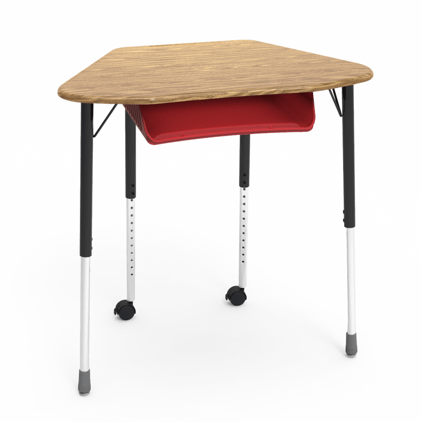 Virco ZUMA Series Hexagon Desk with Book Box Include Casters 33"W x 21"D x 22"-34"H (DESK-ZHEXBOXMC2) - SchoolOutlet