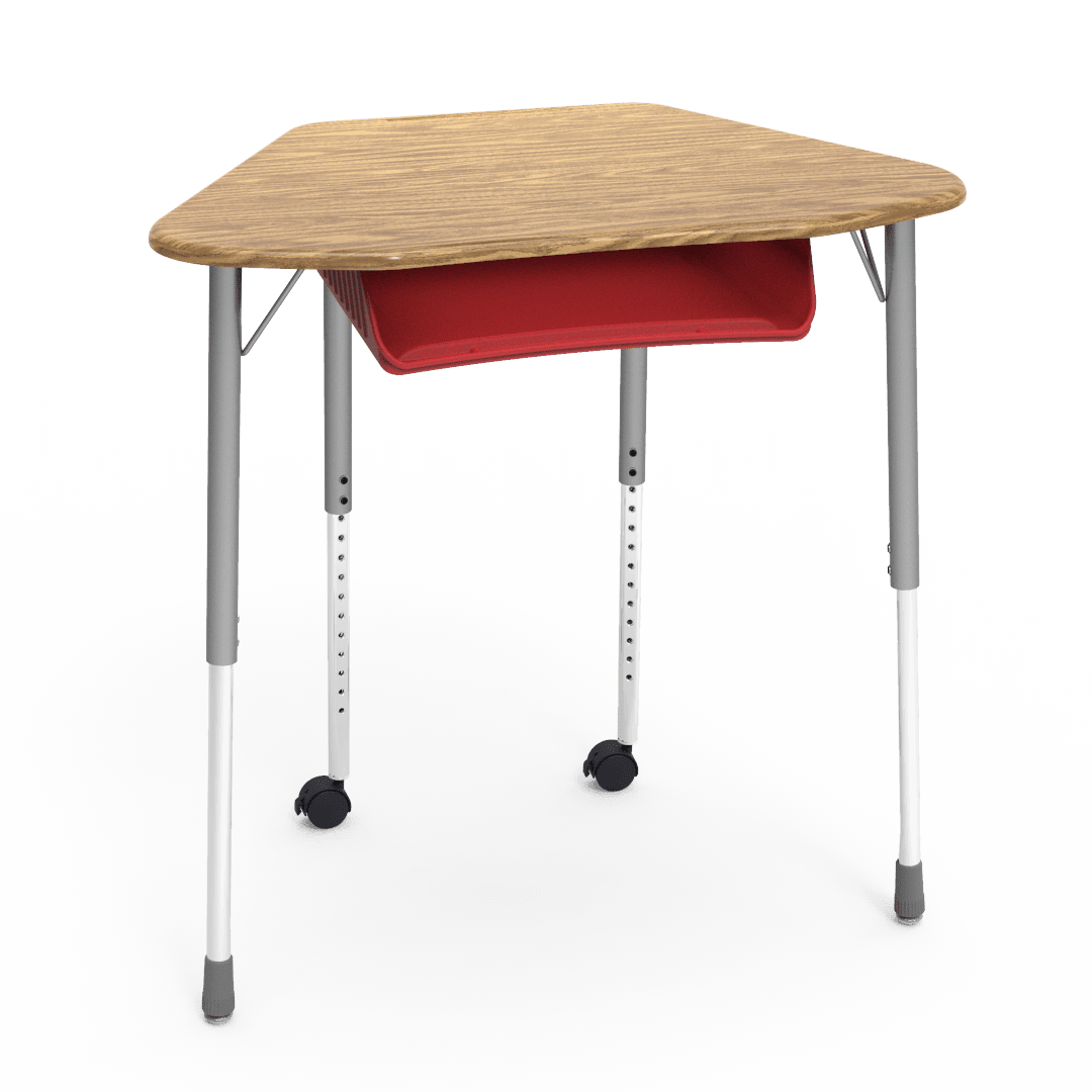 Virco ZUMA Series Hexagon Desk with Book Box Include Casters 33"W x 21"D x 22"-34"H (DESK-ZHEXBOXMC2) - SchoolOutlet