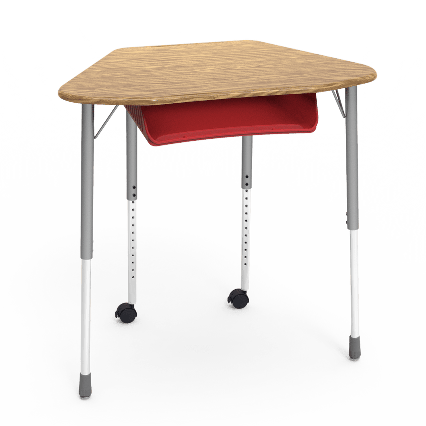 Virco ZUMA Series Hexagon Desk with Book Box Include Casters 33"W x 21"D x 22"-34"H (DESK-ZHEXBOXMC2) - SchoolOutlet