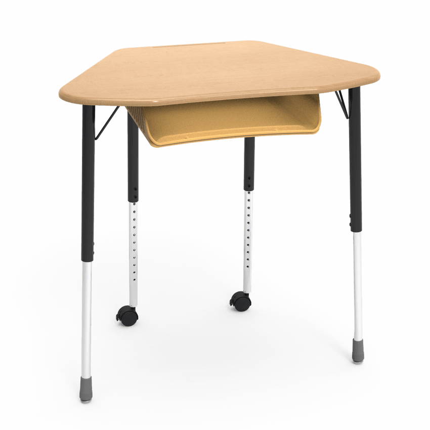 Virco ZUMA Series Hexagon Desk with Book Box Include Casters 33"W x 21"D x 22"-34"H (DESK-ZHEXBOXMC2) - SchoolOutlet