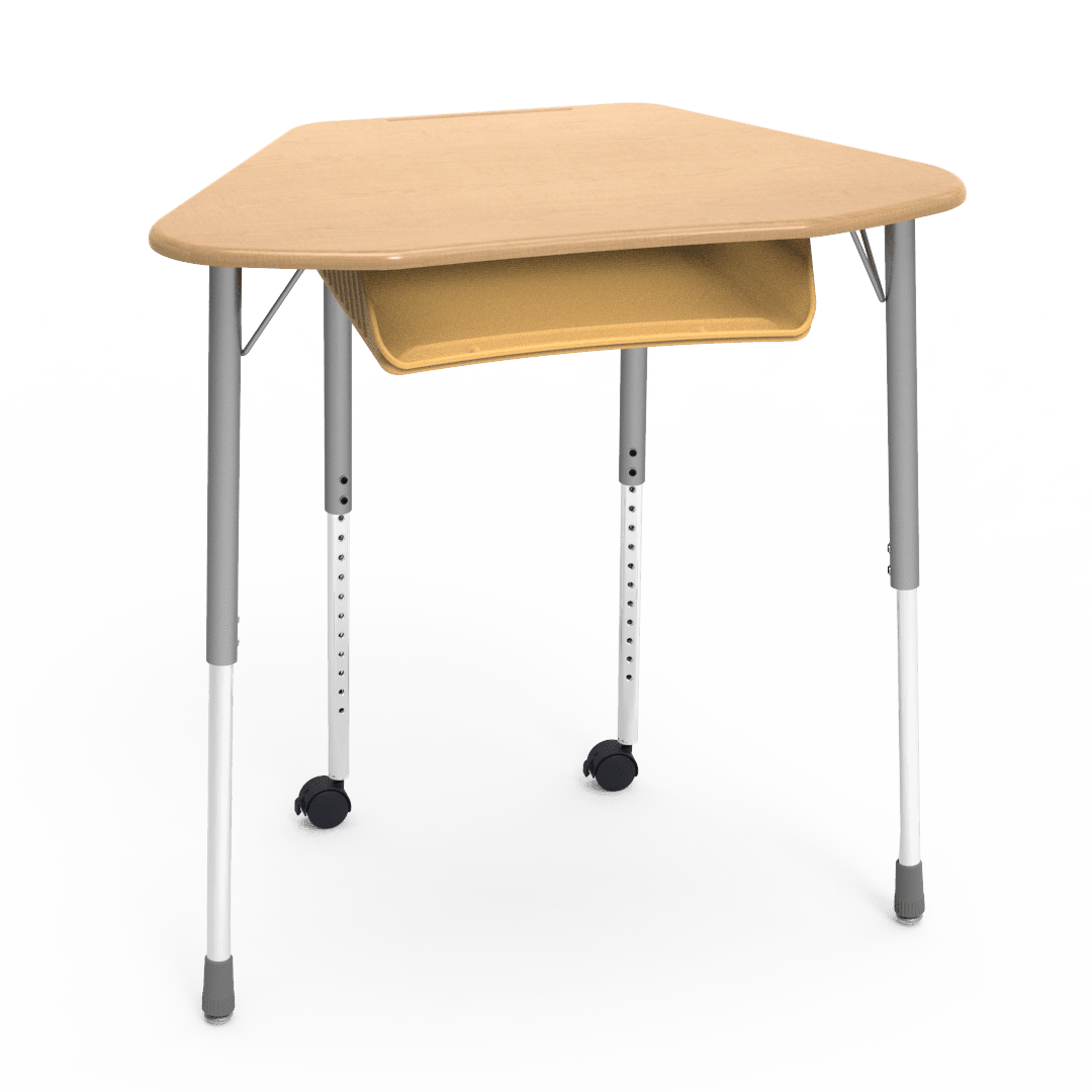 Virco ZUMA Series Hexagon Desk with Book Box Include Casters 33"W x 21"D x 22"-34"H (DESK-ZHEXBOXMC2) - SchoolOutlet