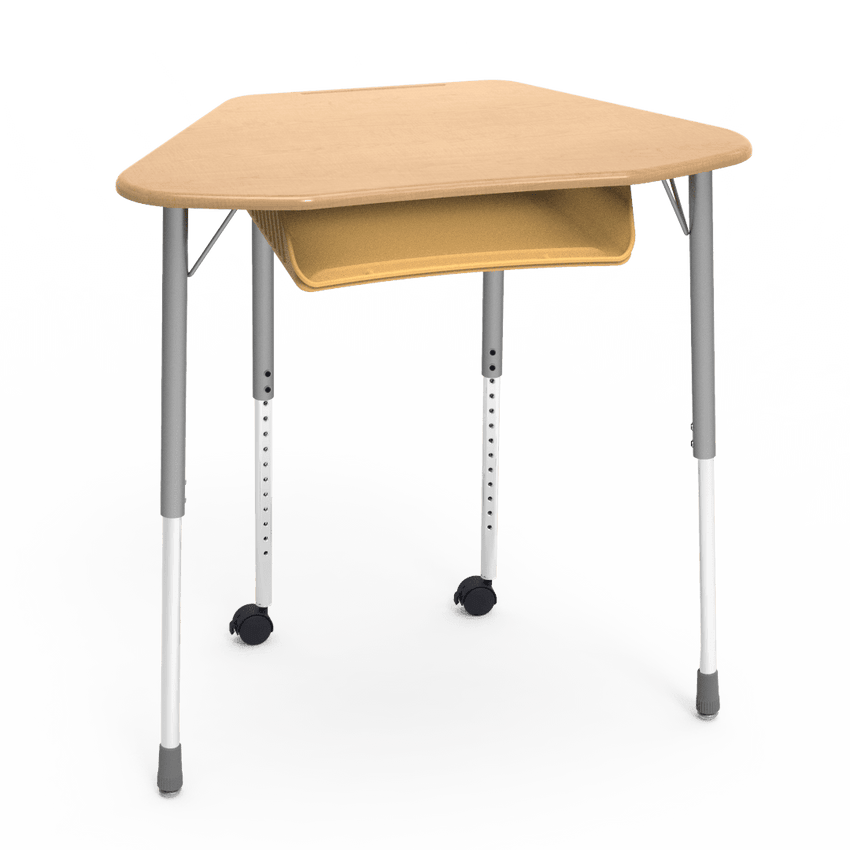 Virco ZUMA Series Hexagon Desk with Book Box Include Casters 33"W x 21"D x 22"-34"H (DESK-ZHEXBOXMC2) - SchoolOutlet