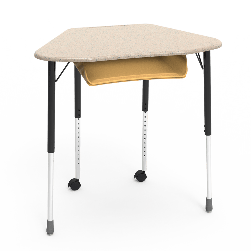 Virco ZUMA Series Hexagon Desk with Book Box Include Casters 33"W x 21"D x 22"-34"H (DESK-ZHEXBOXMC2) - SchoolOutlet