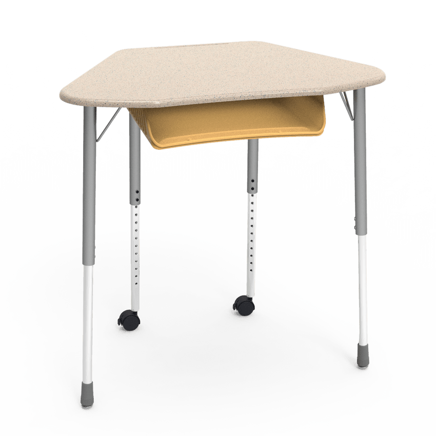 Virco ZUMA Series Hexagon Desk with Book Box Include Casters 33"W x 21"D x 22"-34"H (DESK-ZHEXBOXMC2) - SchoolOutlet