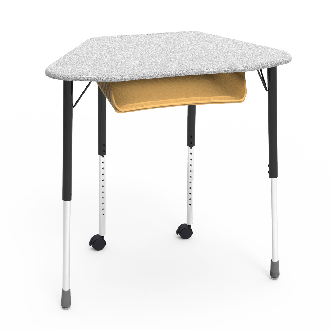 Virco ZUMA Series Hexagon Desk with Book Box Include Casters 33"W x 21"D x 22"-34"H (DESK-ZHEXBOXMC2) - SchoolOutlet