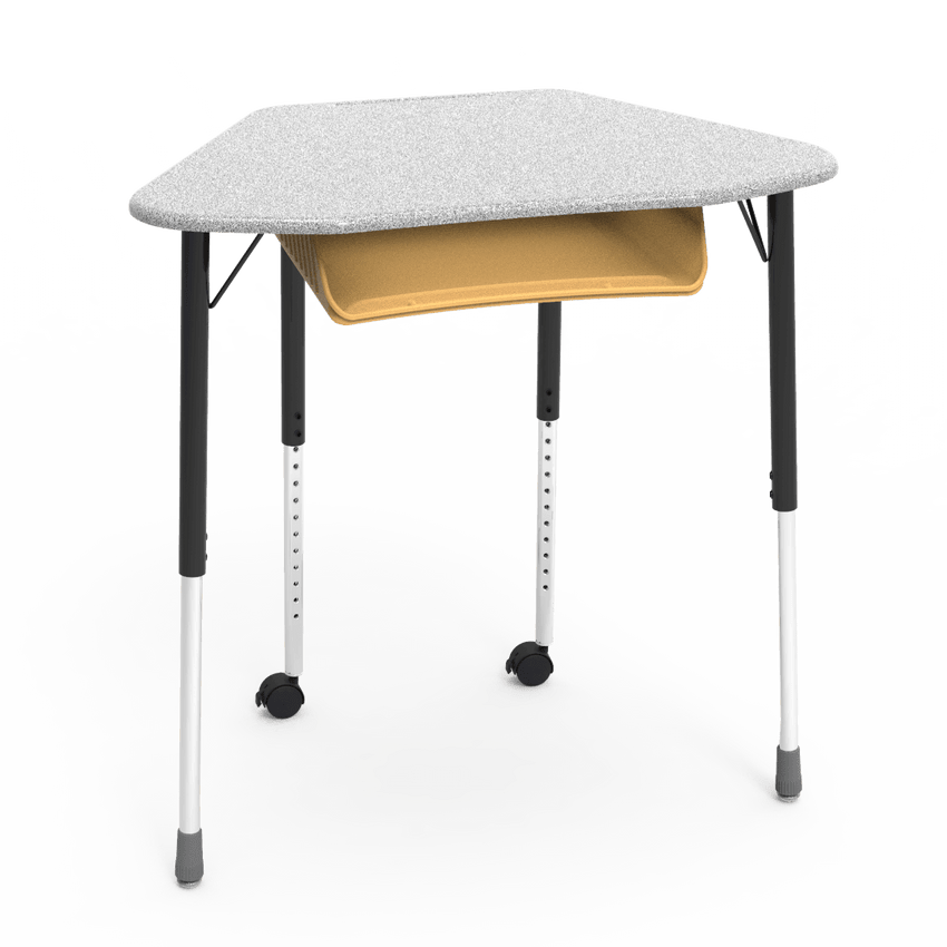 Virco ZUMA Series Hexagon Desk with Book Box Include Casters 33"W x 21"D x 22"-34"H (DESK-ZHEXBOXMC2) - SchoolOutlet