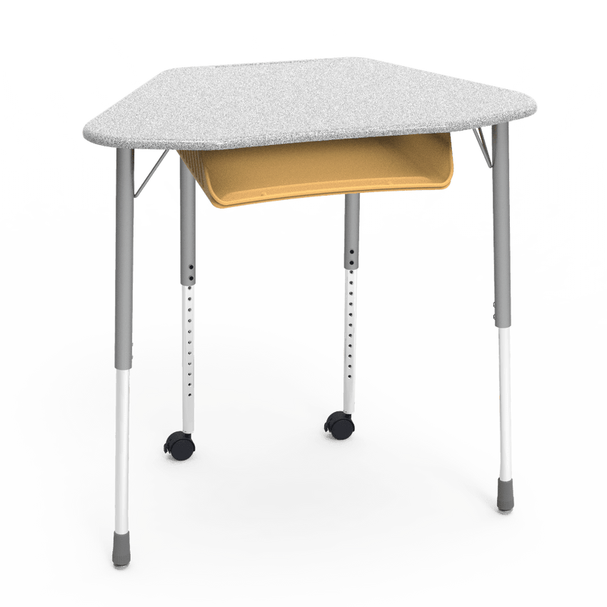 Virco ZUMA Series Hexagon Desk with Book Box Include Casters 33"W x 21"D x 22"-34"H (DESK-ZHEXBOXMC2) - SchoolOutlet