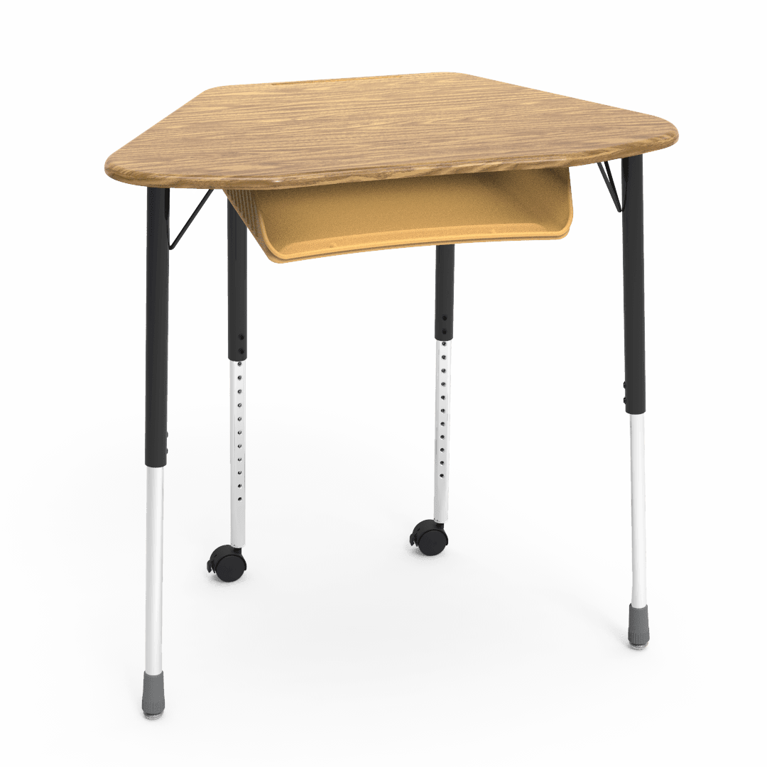 Virco ZUMA Series Hexagon Desk with Book Box Include Casters 33"W x 21"D x 22"-34"H (DESK-ZHEXBOXMC2) - SchoolOutlet