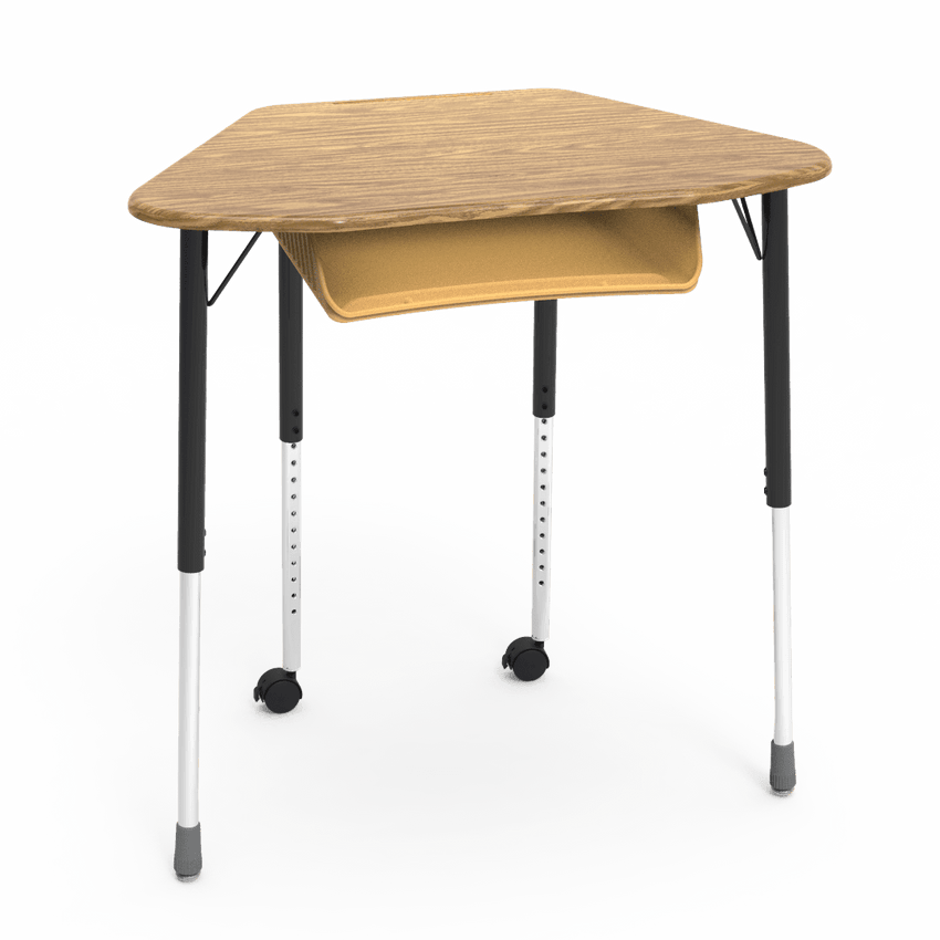 Virco ZUMA Series Hexagon Desk with Book Box Include Casters 33"W x 21"D x 22"-34"H (DESK-ZHEXBOXMC2) - SchoolOutlet