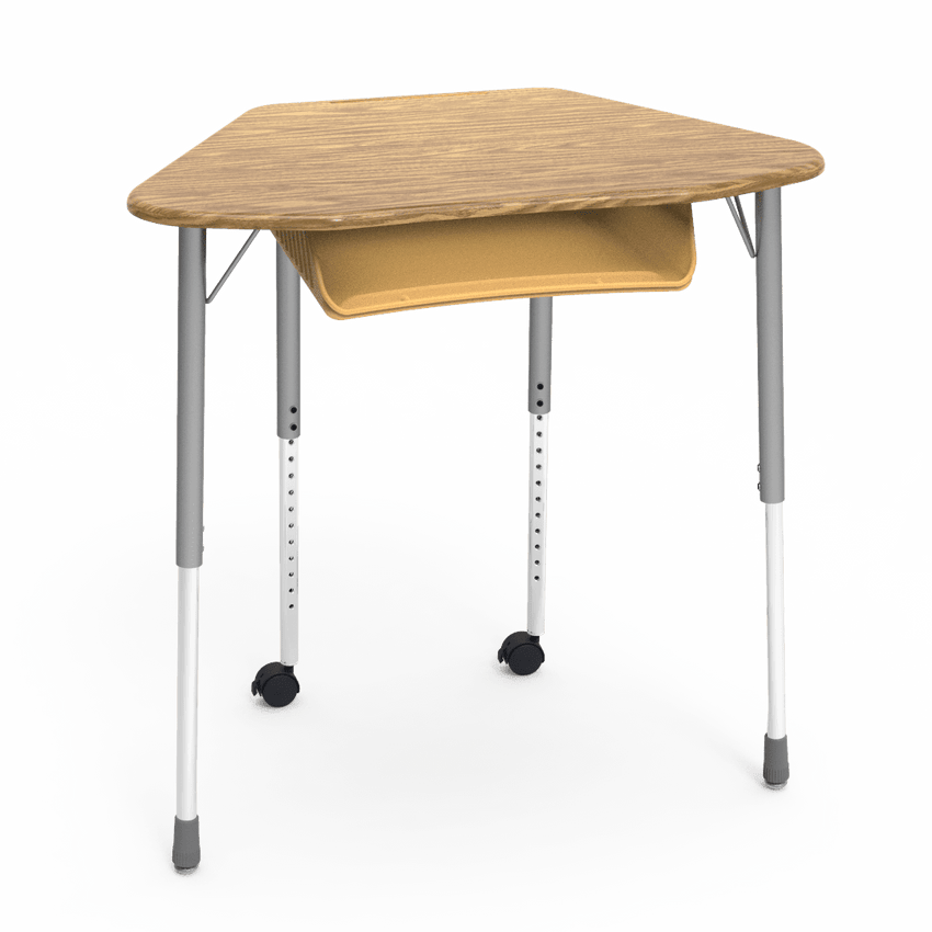 Virco ZUMA Series Hexagon Desk with Book Box Include Casters 33"W x 21"D x 22"-34"H (DESK-ZHEXBOXMC2) - SchoolOutlet