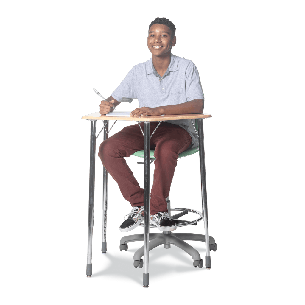 Virco ZHEXM - ZUMA Series Student Desk, Collaborative Shape Hard Plastic Top for 6 - Desk Hexagonal Grouping, 22" - 34"H - SchoolOutlet