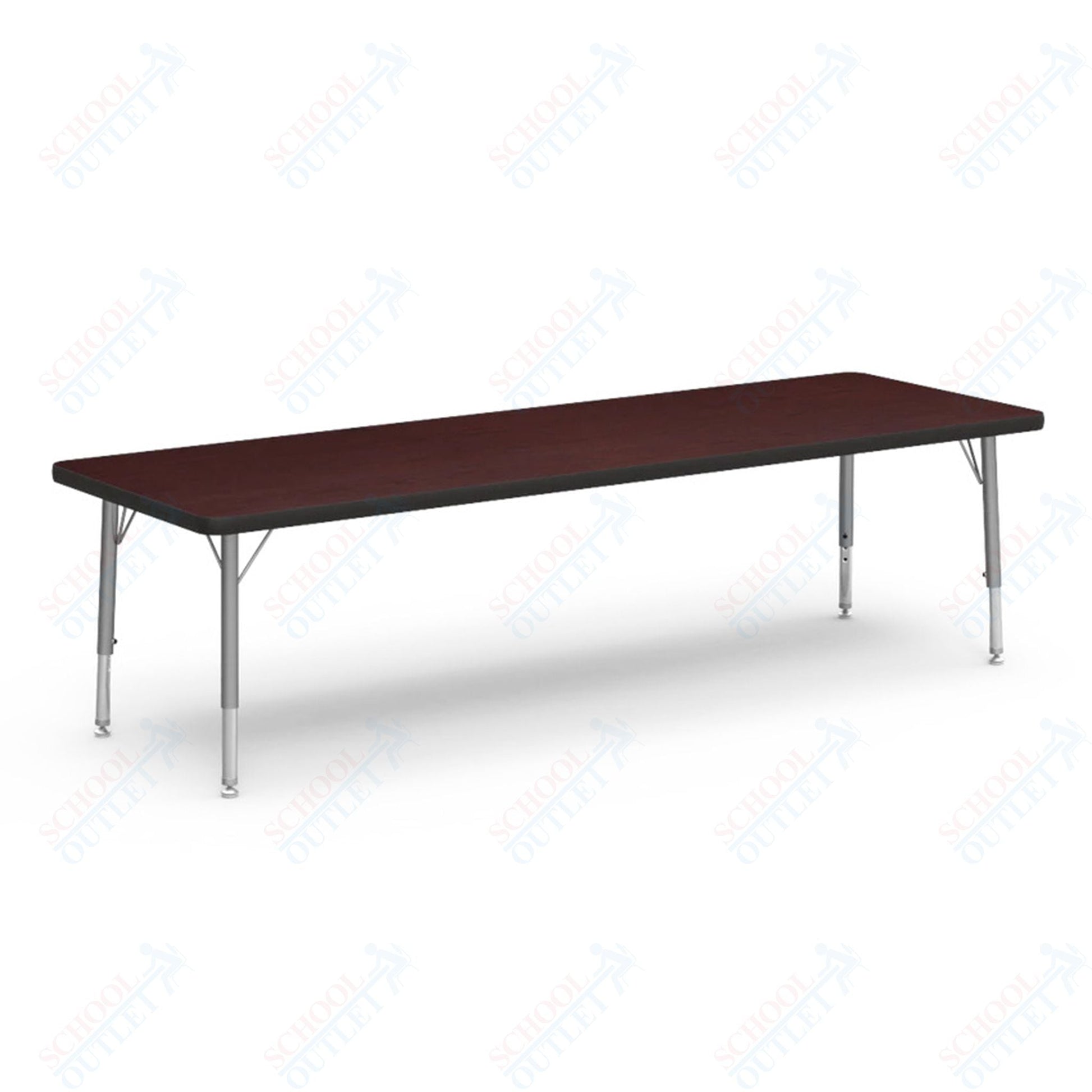 Rectangular Activity Table with Heavy Duty Laminate Top - Preschool Height Adjustable Legs (24"W x 72"L x 17 - 25"H) - SchoolOutlet