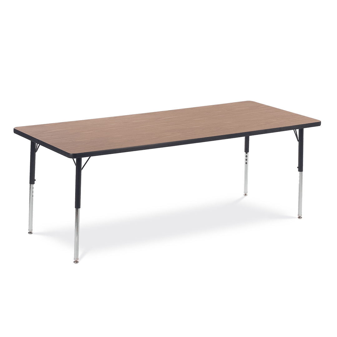 Rectangle Preschool Activity Table with Heavy Duty Medium Oak Laminate Top - Preschool Height Adjustable Legs (30"W x 72"L x 17 - 25"H) - SchoolOutlet