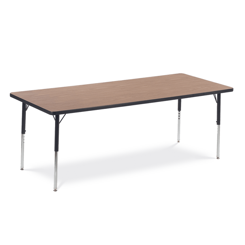 Rectangle Preschool Activity Table with Heavy Duty Medium Oak Laminate Top - Preschool Height Adjustable Legs (30"W x 72"L x 17 - 25"H) - SchoolOutlet