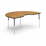 Kidney Activity Table with Heavy Duty Medium Oak Laminate Top and Adjustable Height (48