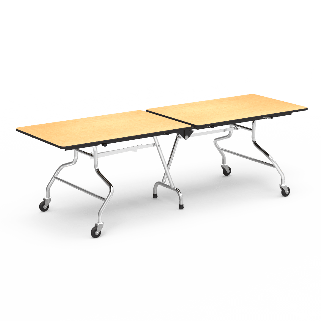 Virco MT3096 - Mobile Folding Cafeteria Table - T - mold Edge - 30"W x 8'L (Virco MT3096) - SchoolOutlet