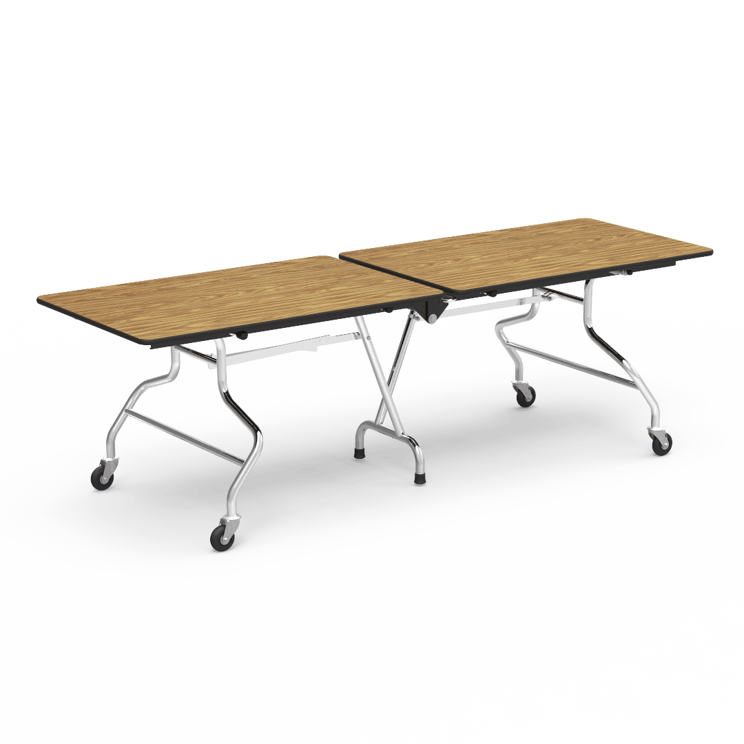 Virco MT3096 - Mobile Folding Cafeteria Table - T - mold Edge - 30"W x 8'L (Virco MT3096) - SchoolOutlet