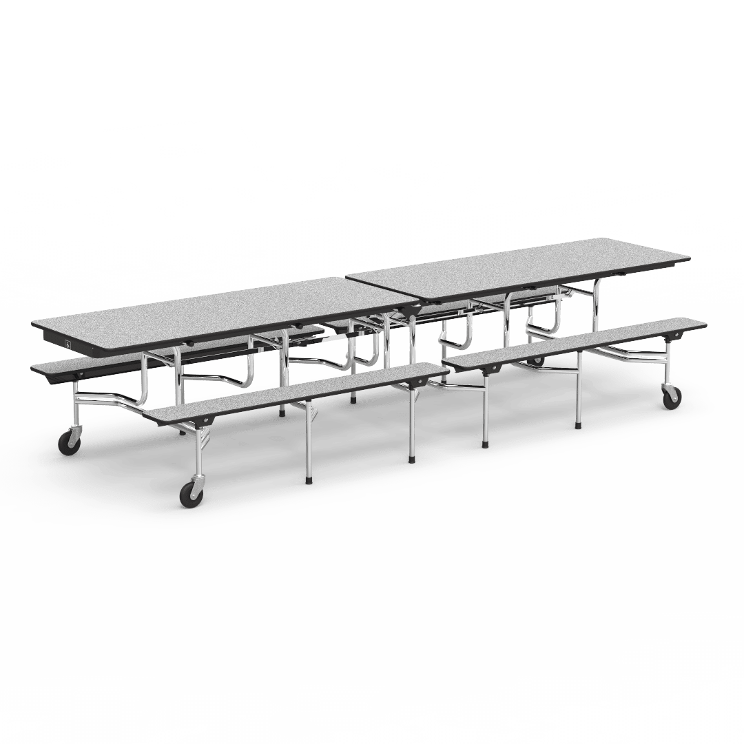 Virco MTB19318W - ADA Compliant Rectangle Mobile Bench Cafeteria Table - T - mold Edge - 19" Seat Height - 8.5'L - Seats 8 and 2 Wheelchair - SchoolOutlet