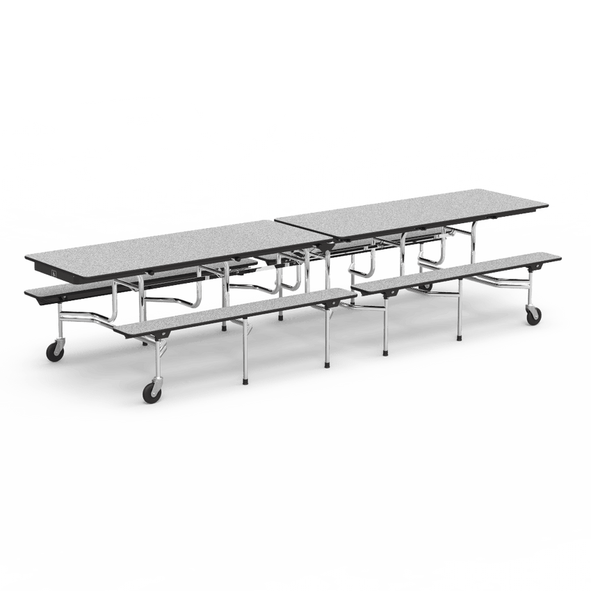 Virco MTB19318WAEB - ADA Compliant Rectangle Mobile Bench Cafeteria Table - Sure Edge - 19" Seat Height - 8.5'L - Seats 8 and 2 Wheelchair - SchoolOutlet