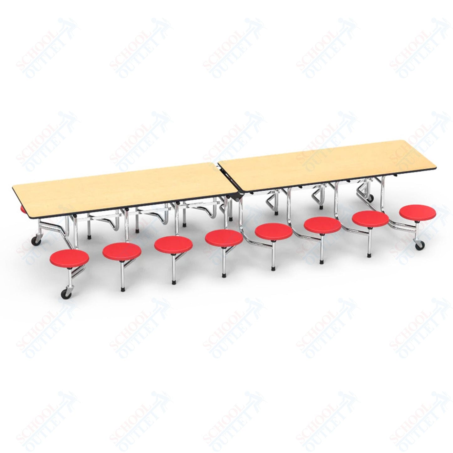 Virco MTS15271216AE - Mobile Stool Cafeteria Table 27"H x 30"W x 12'Long, 15" high Stools with 16 Stools w/ Sure Edge (Virco MTS15271216AE) - SchoolOutlet
