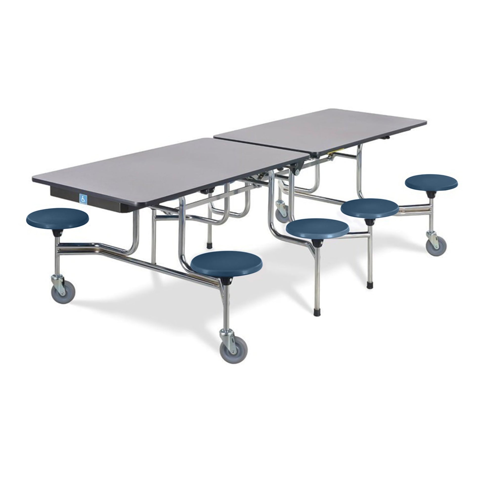 Virco MTS193188WAE - ADA Compliant Rectangle Mobile Stool Cafeteria Table - Sure Edge - 19" Seat Height - 8.5'L - 8 Stools - SchoolOutlet