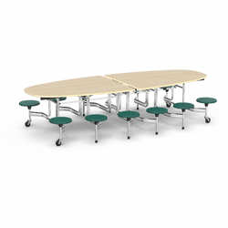 Virco MTS Series Ellipse Mobile Cafeteria Stool Table 45"W x 120"L x 29"H with 15" Seat Height - 12 Stools (MTSE15271012)