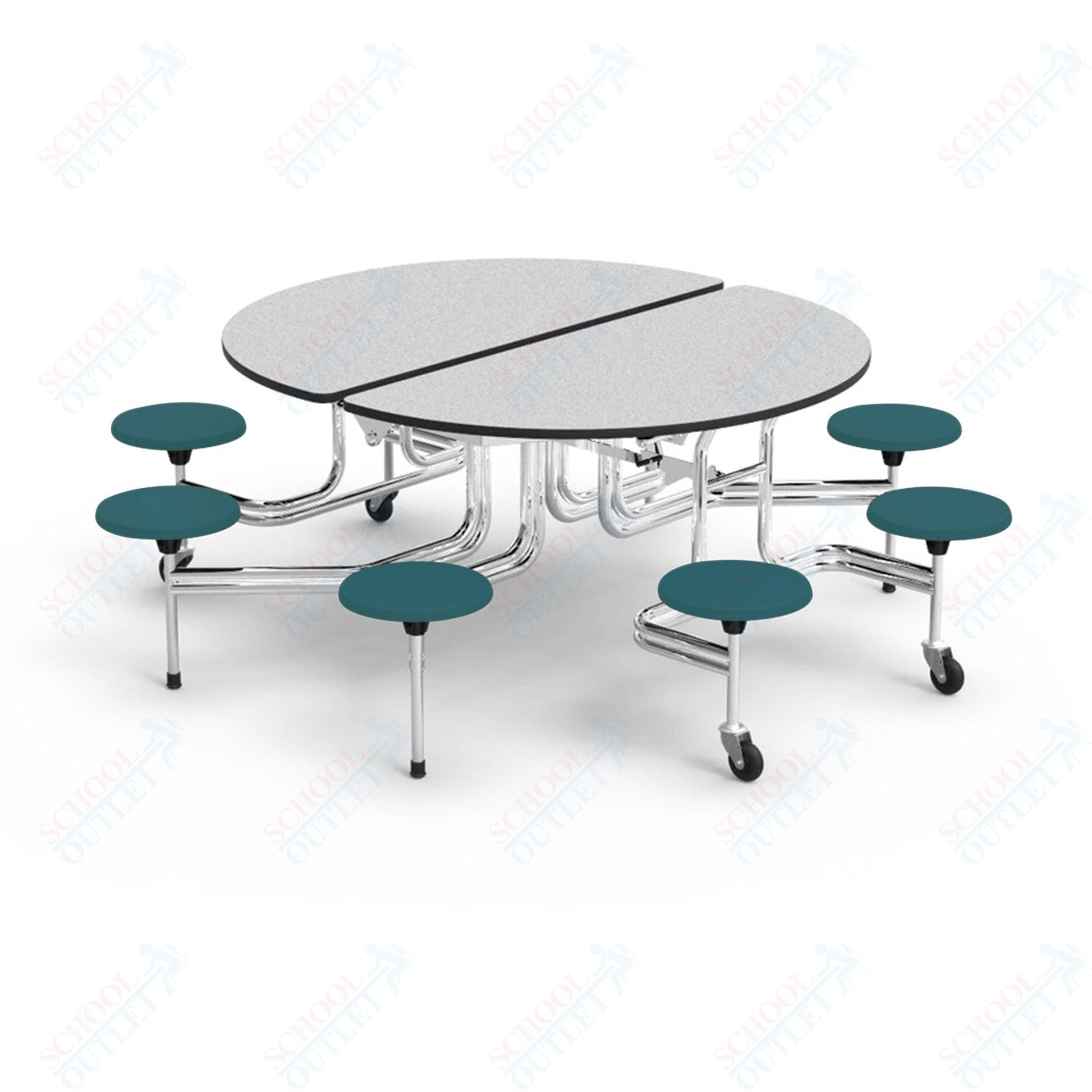 Virco MTSO152758AE - Round Mobile Stool Cafeteria Table - Sure Edge - 15" Seat Height - 8 Stools (Virco MTSO152758AE) - SchoolOutlet